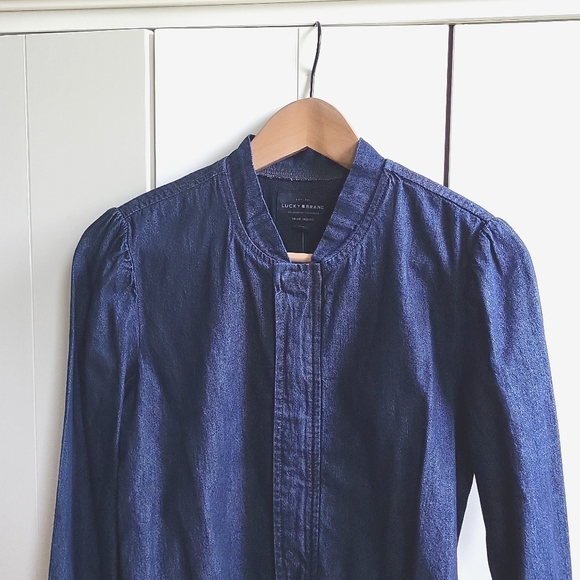 Lucky Brand Puffed Sleeve Zip-Up Denim Jacket - Size Small NWT - Picture 2 of 8